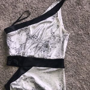 NWOT mini dress side cut out one shoulder